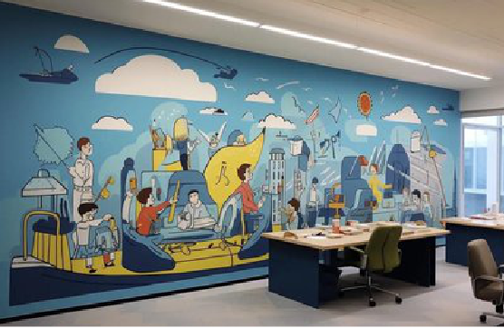 桐柏办公室墙绘的特点。